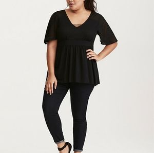 Torrid embroidered babydoll top SZ 1X